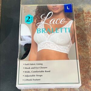Felina Lace Bralette 2-Pack in White nwt